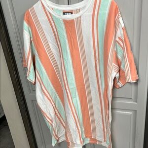 CSS Striped Short Sleeve Tee - Orange, Mint, and White